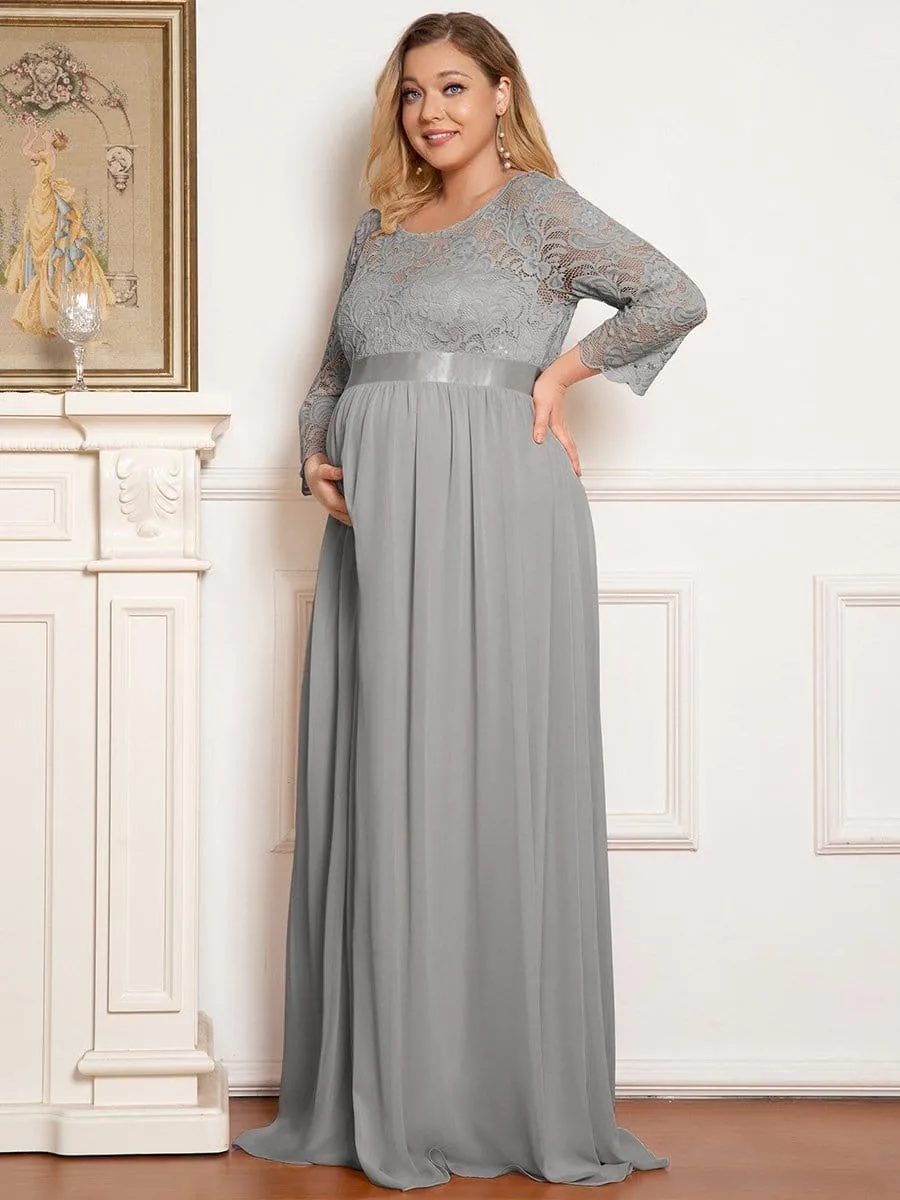 Milly | Plus Size Long Lace Sleeve Maternity Formal Dresses
