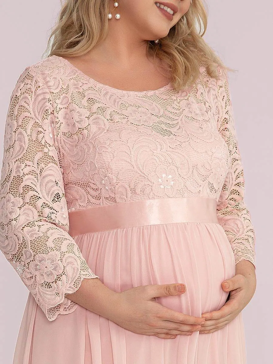 Milly | Plus Size Long Lace Sleeve Maternity Formal Dresses