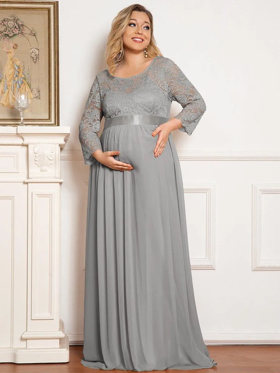 Milly | Plus Size Long Lace Sleeve Maternity Formal Dresses