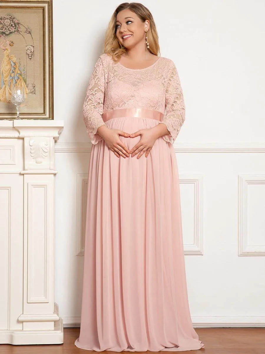 Milly | Plus Size Long Lace Sleeve Maternity Formal Dresses