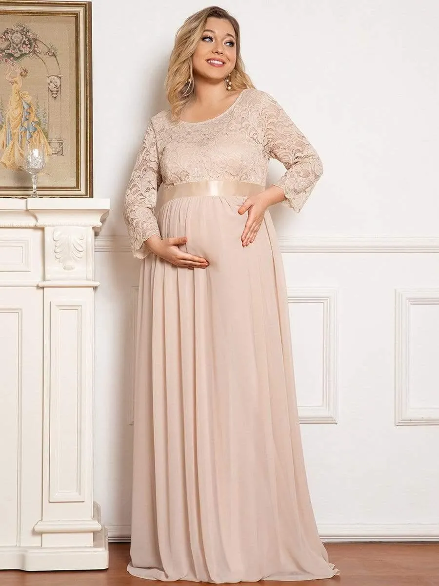Milly | Plus Size Long Lace Sleeve Maternity Formal Dresses