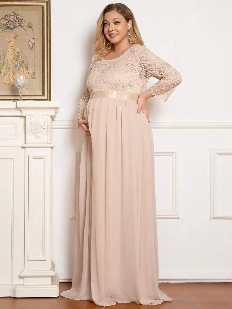 Milly | Plus Size Long Lace Sleeve Maternity Formal Dresses