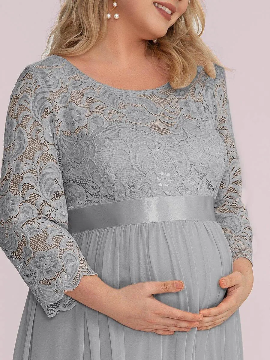 Milly | Plus Size Long Lace Sleeve Maternity Formal Dresses
