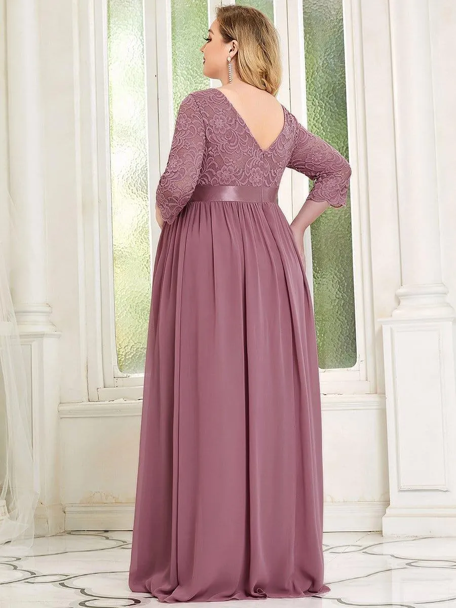 Milly | Plus Size Long Lace Sleeve Maternity Formal Dresses