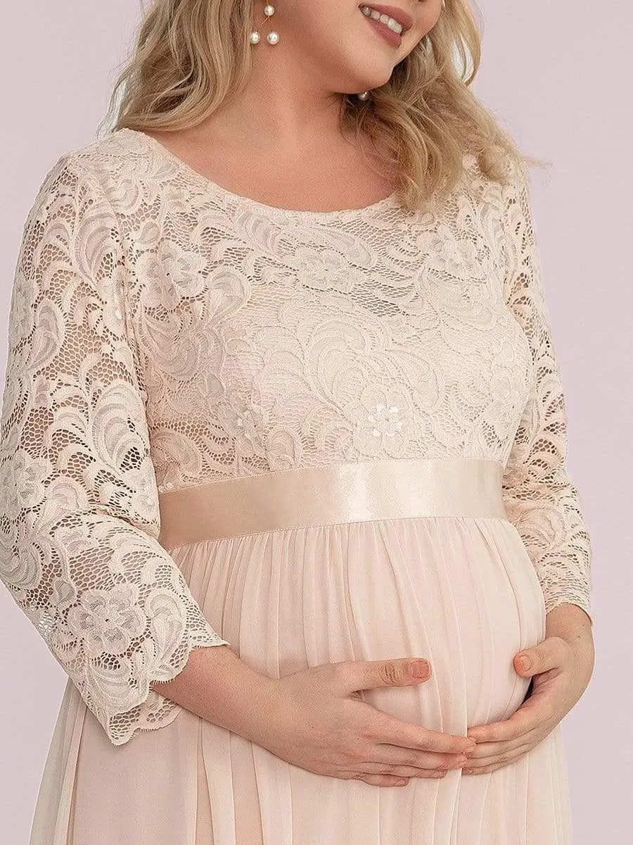 Milly | Plus Size Long Lace Sleeve Maternity Formal Dresses