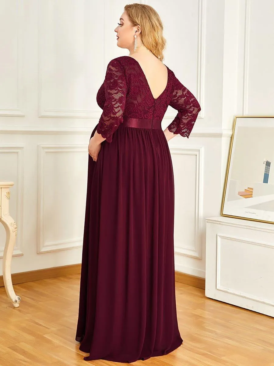 Milly | Plus Size Long Lace Sleeve Maternity Formal Dresses