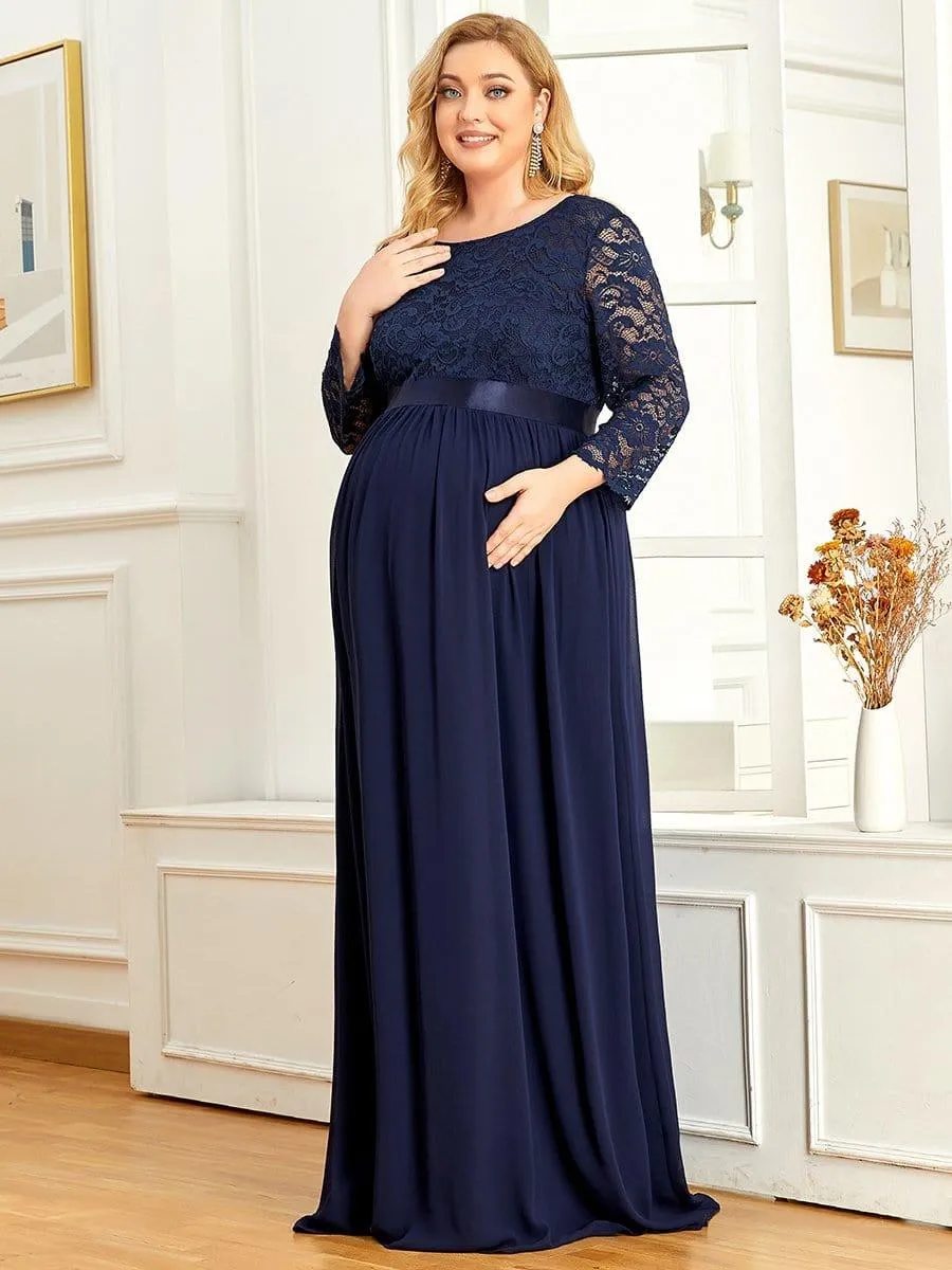 Milly | Plus Size Long Lace Sleeve Maternity Formal Dresses
