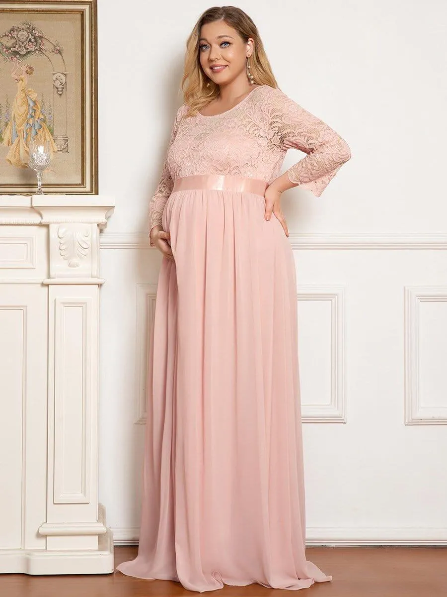 Milly | Plus Size Long Lace Sleeve Maternity Formal Dresses