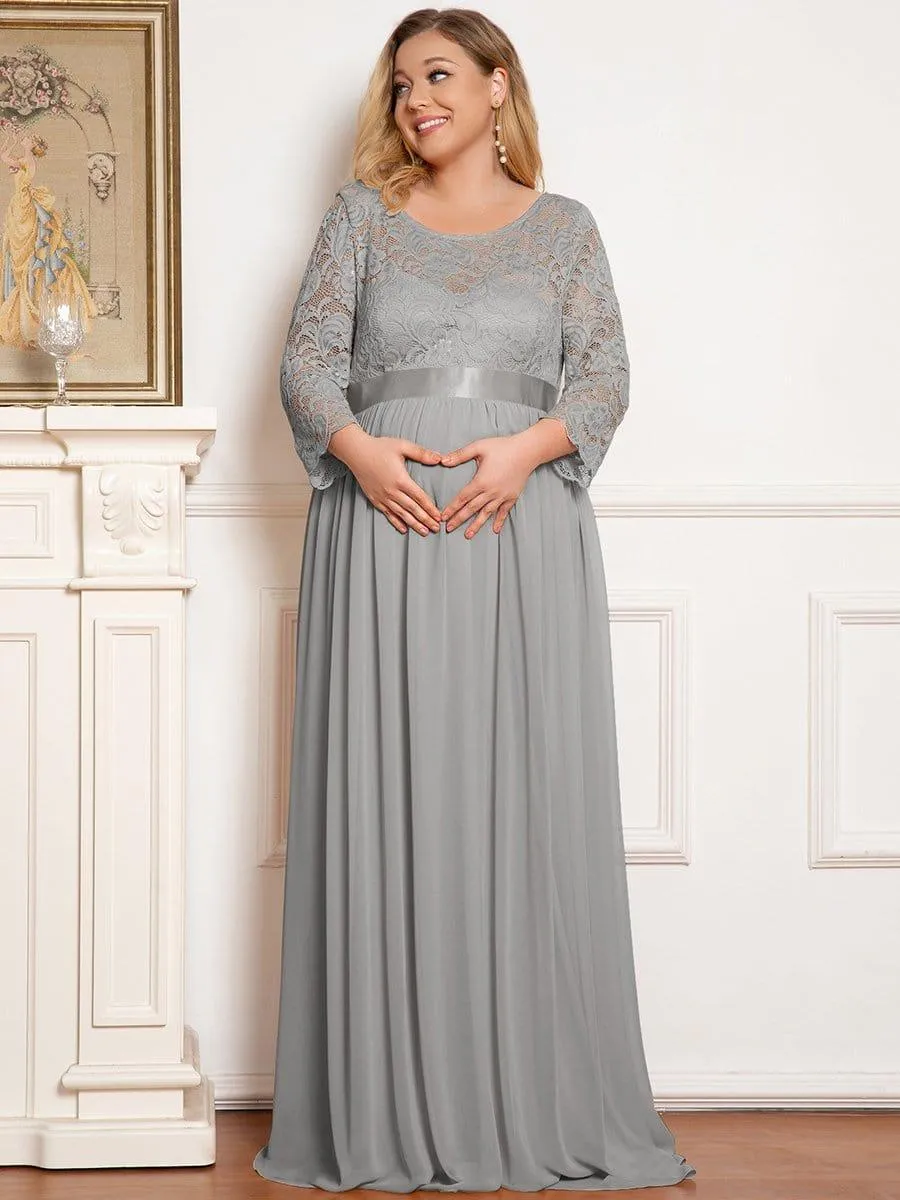 Milly | Plus Size Long Lace Sleeve Maternity Formal Dresses