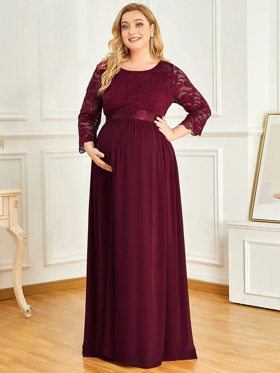 Milly | Plus Size Long Lace Sleeve Maternity Formal Dresses