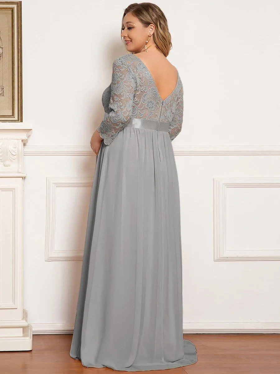 Milly | Plus Size Long Lace Sleeve Maternity Formal Dresses