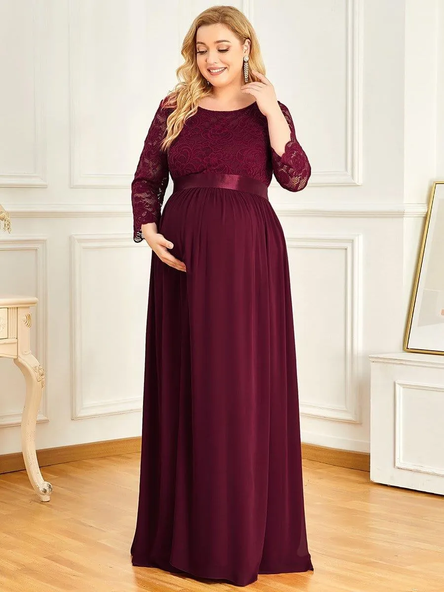 Milly | Plus Size Long Lace Sleeve Maternity Formal Dresses
