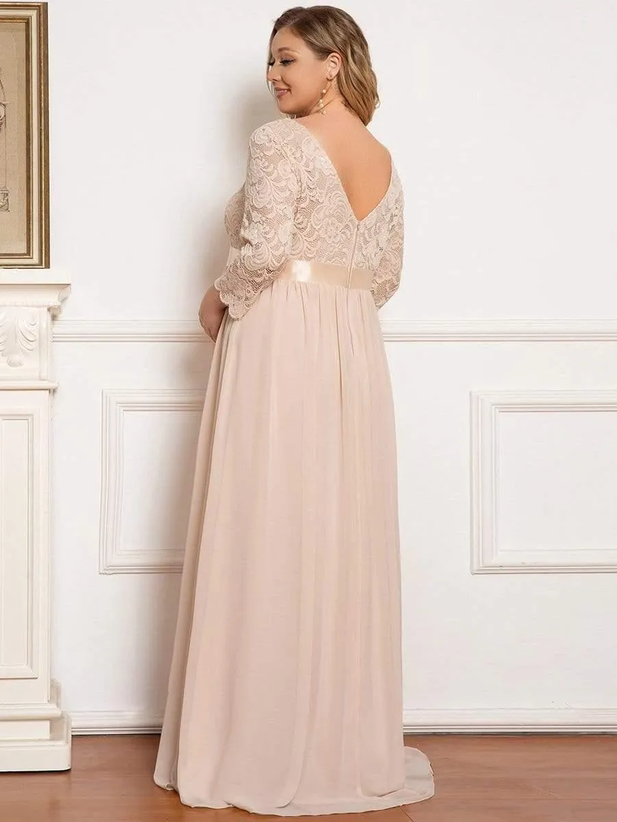 Milly | Plus Size Long Lace Sleeve Maternity Formal Dresses