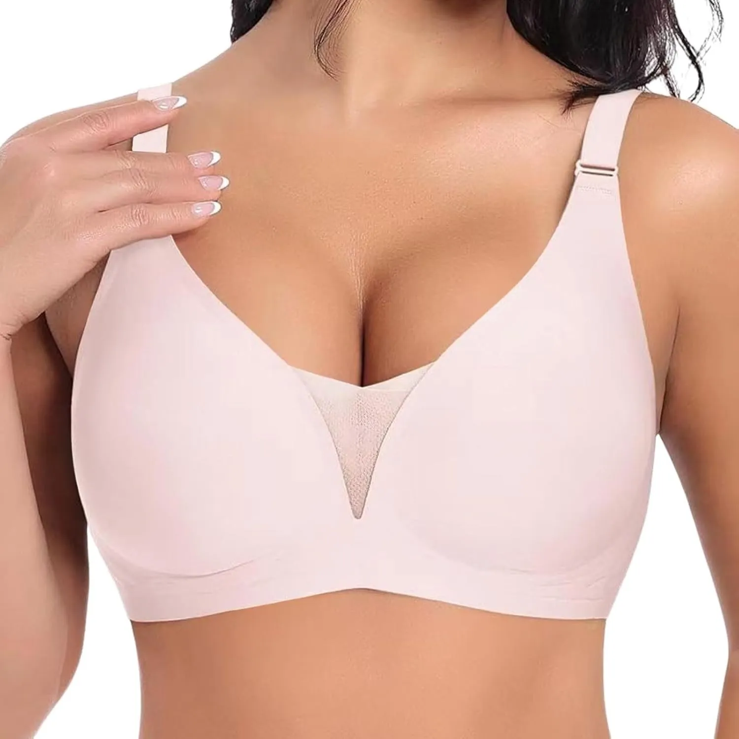 Minimizer Bras for Women Full Coverage No Underwire Gathered Bra Push Up Seamless Adjustable Straps Comfort Bralette