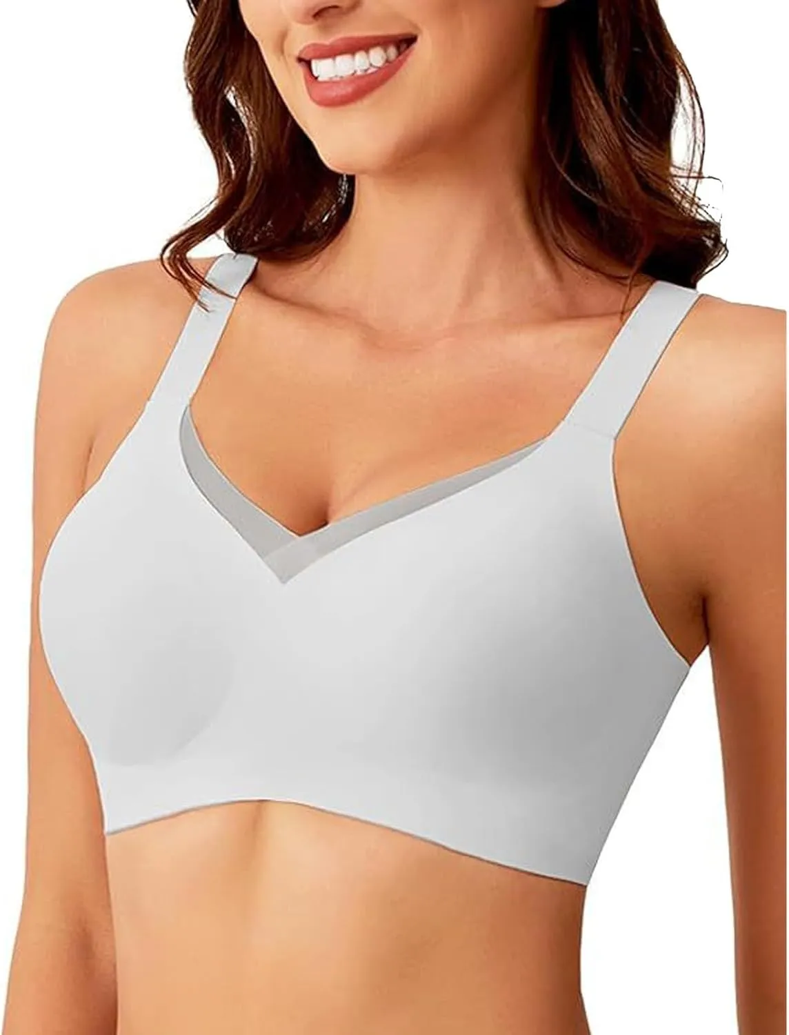 Minimizer Bras for Women Full Coverage No Underwire Gathered Bra Push Up Seamless Adjustable Straps Everyday Bralette