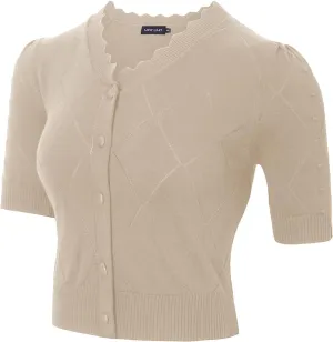 MINTLIMIT Cropped Cardigan Sweaters for Women 2025 V Neck Knit Bolero Shrugs Short Sleeve Lightweight Button Up Sweaters