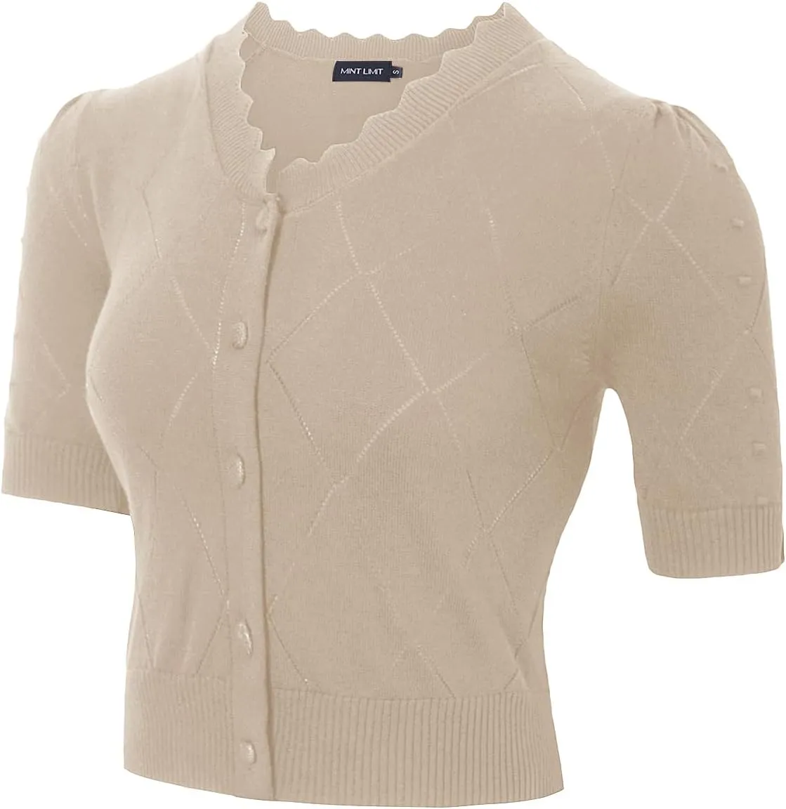 MINTLIMIT Cropped Cardigan Sweaters for Women 2025 V Neck Knit Bolero Shrugs Short Sleeve Lightweight Button Up Sweaters