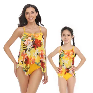 Mom and Daughter Floral Print Swim Dress With Beach Shorts