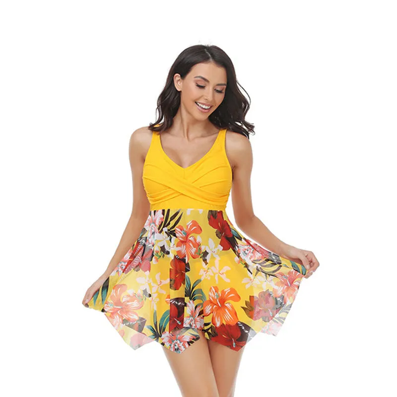 Mom and Daughter Floral Print Swim Dress