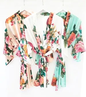 Monogram Watercolor Floral Robes