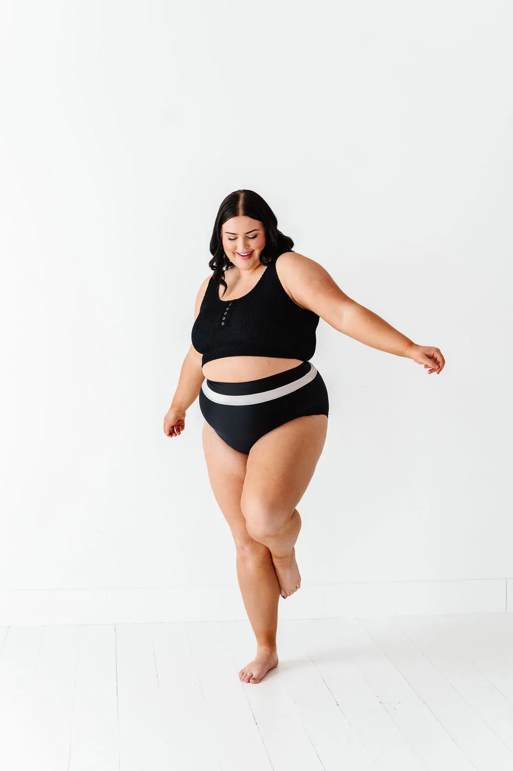 Monroe High Waisted Bottoms in Black & White