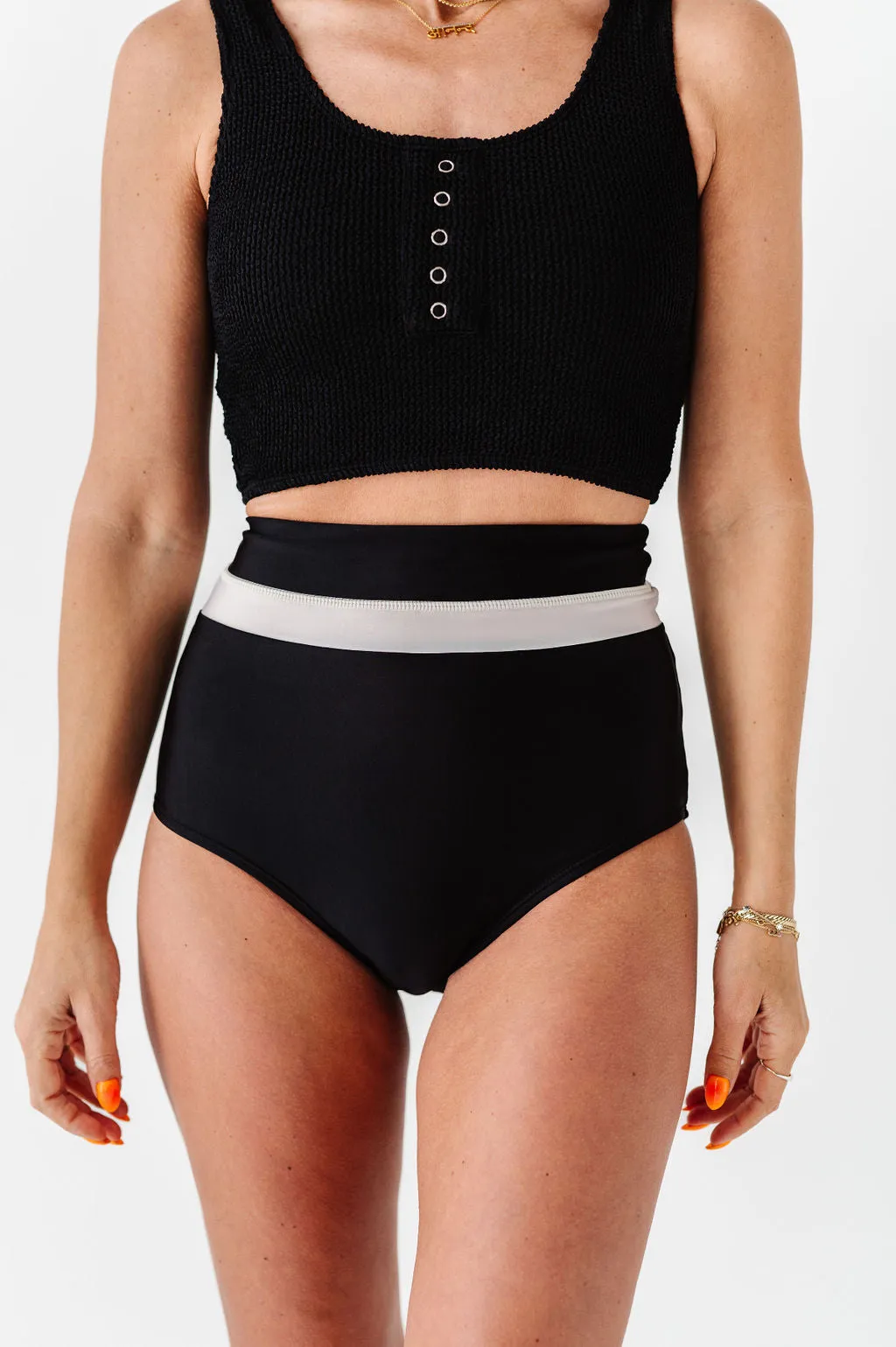 Monroe High Waisted Bottoms in Black & White