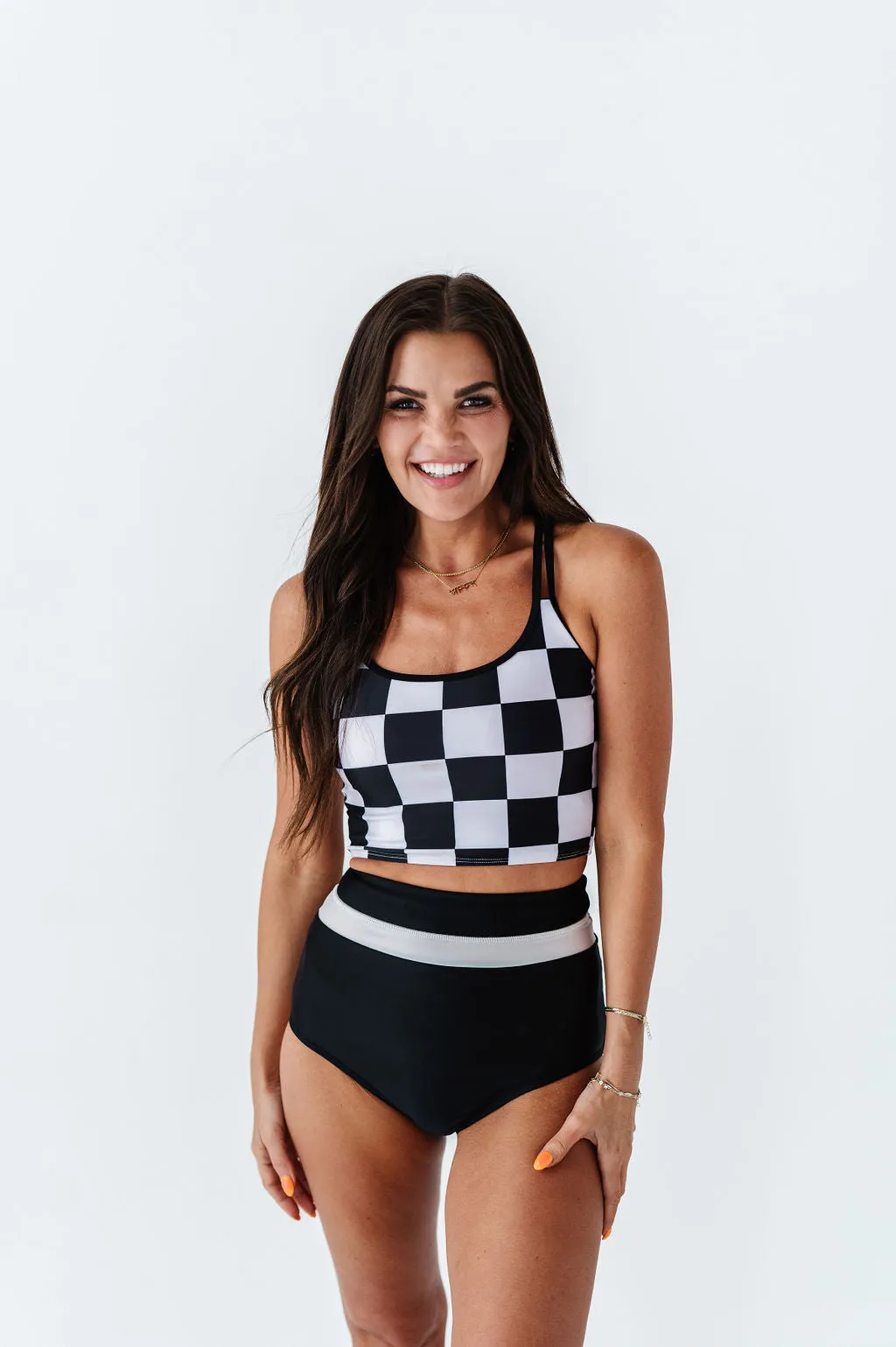 Monroe High Waisted Bottoms in Black & White