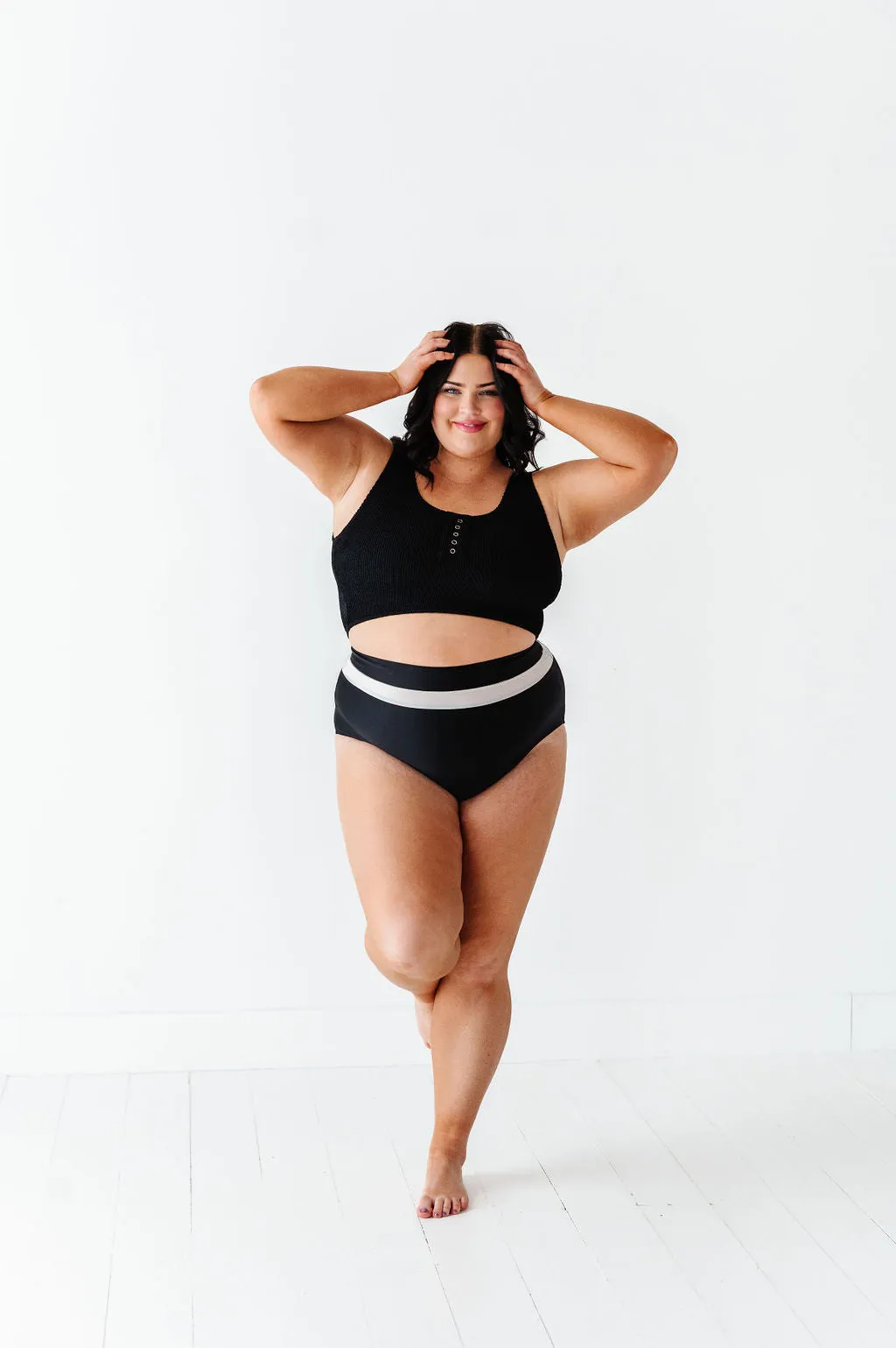 Monroe High Waisted Bottoms in Black & White