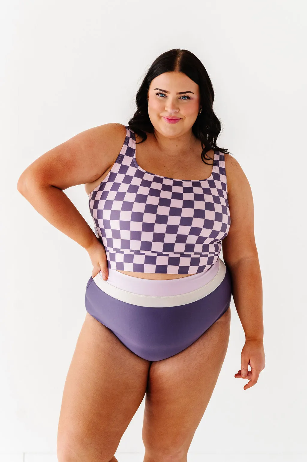 Monroe High Waisted Bottoms in Mulberry