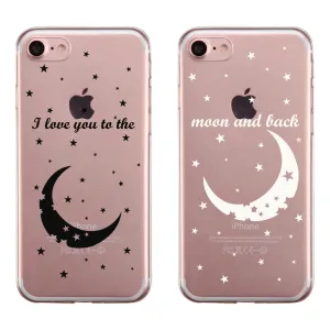 Moon And Back Pattern Couple Matching Phone Cases Humble Sweet Gift