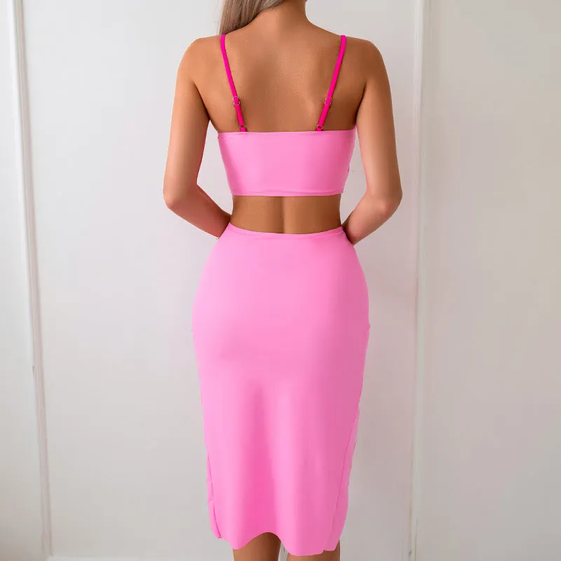 Mother and Daughter Color Block Printing Matching Swimsuit