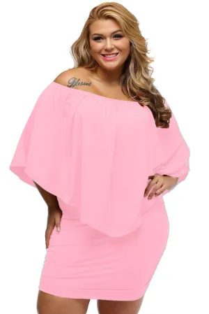 Multi-way Layered Ruffle Pink Mini Plus Size Party Dress