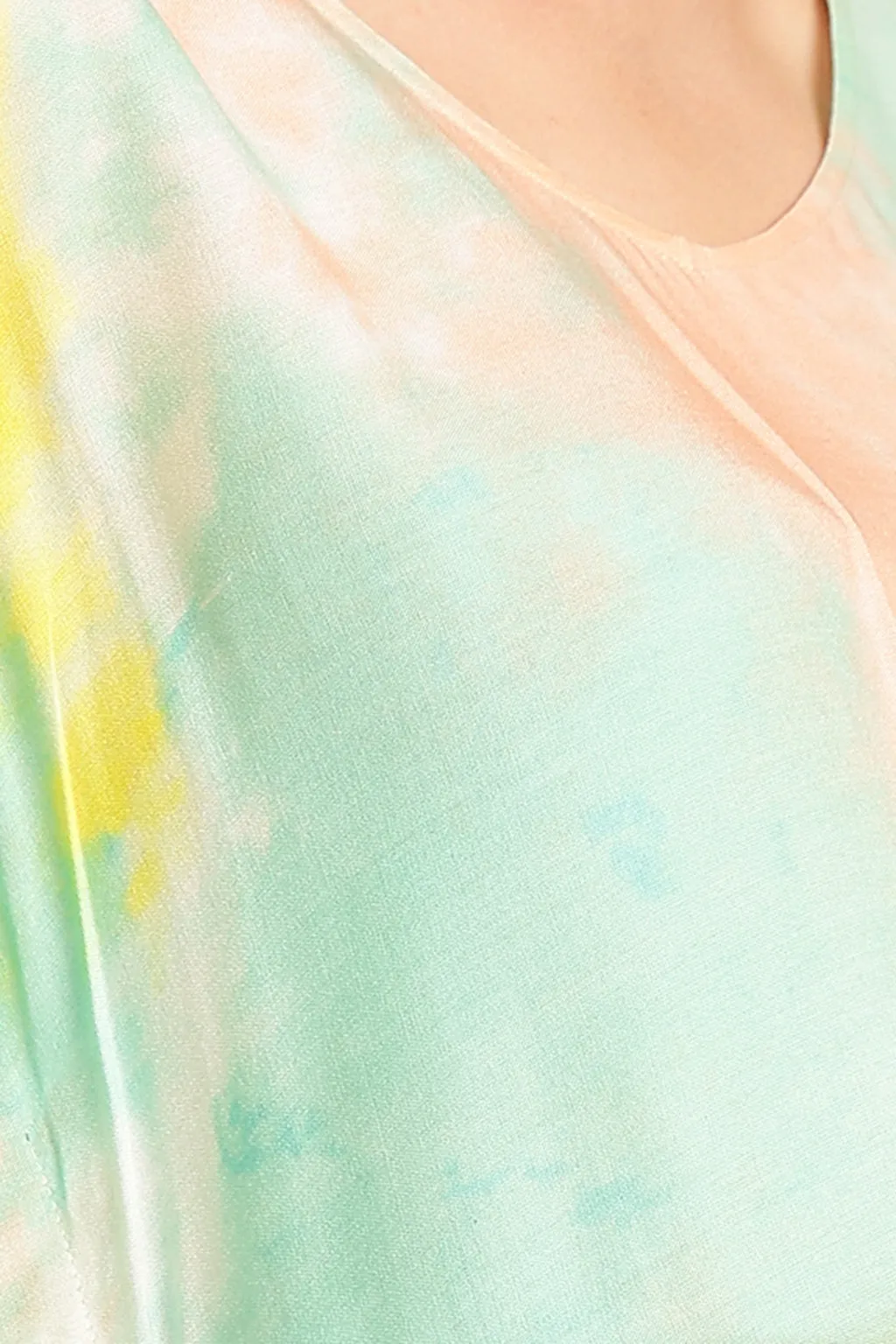 Multicolor Rayon Tie-Dye Print Long Kaftan