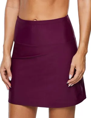 Mycoco Women's Swim Skirt High Waisted UV 50  Modest Swimsuit with Built-in Brief Tankini Bottom