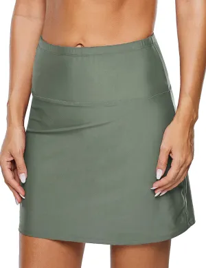 Mycoco Women's Swim Skirt High Waisted UV 50  Modest Swimsuit with Built-in Brief Tankini Bottom