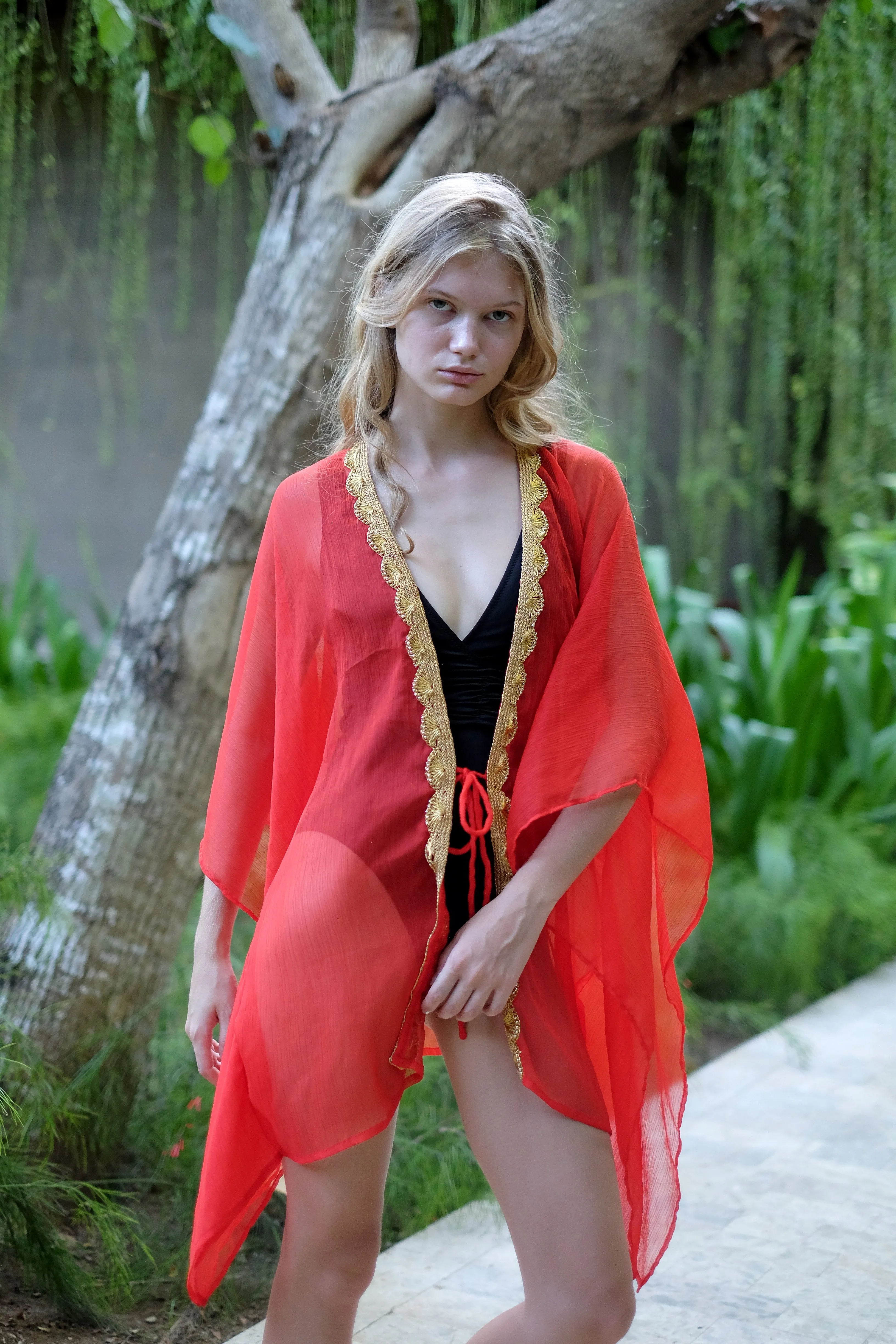 Nafeesa Women's Red Beach Kaftan