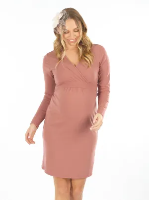 Nancy Maternity & Nursing Tie Waist Wrap Dress - Pink