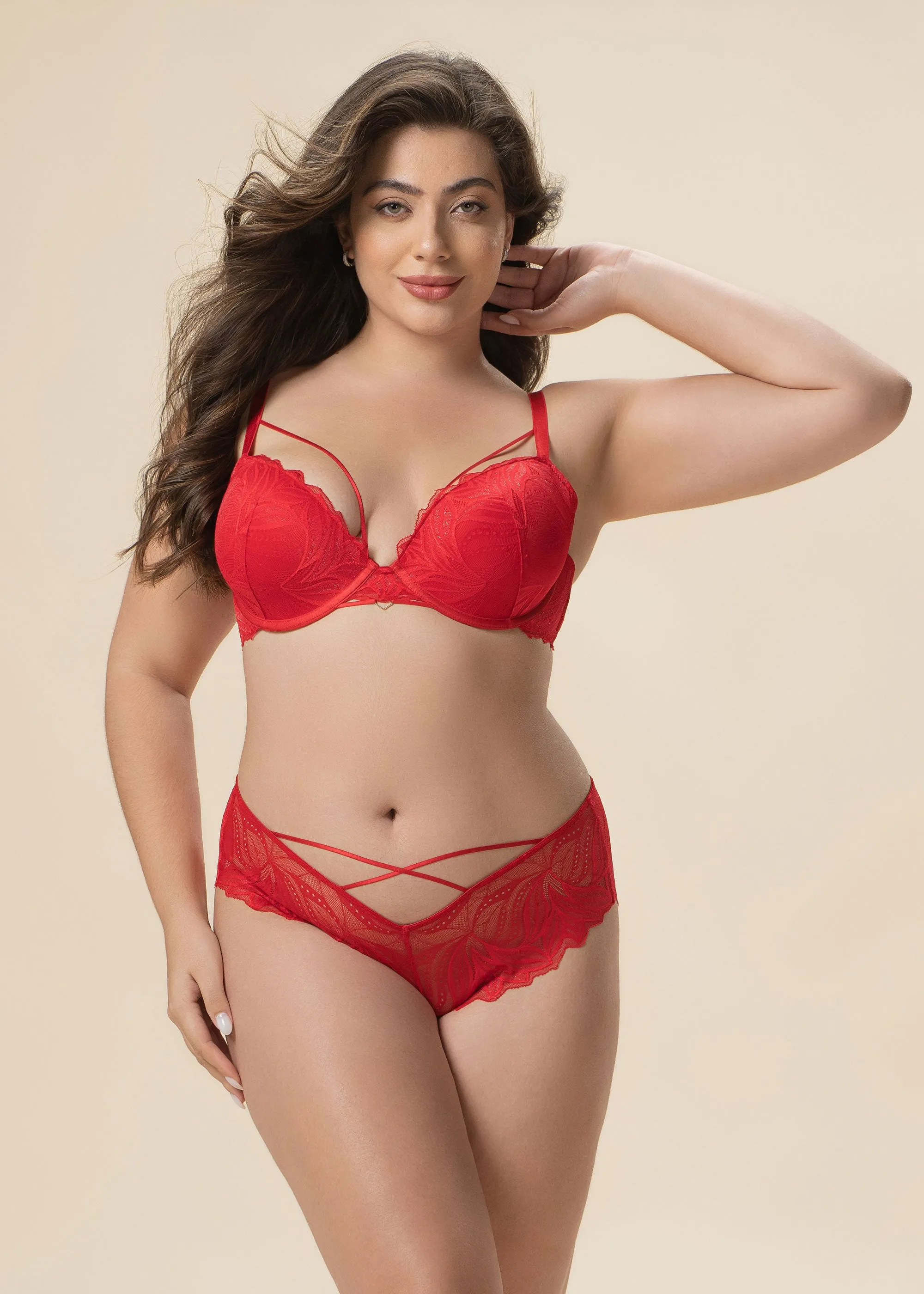 NATASHA Plus Sexy Red Lace Boyshorts Panties