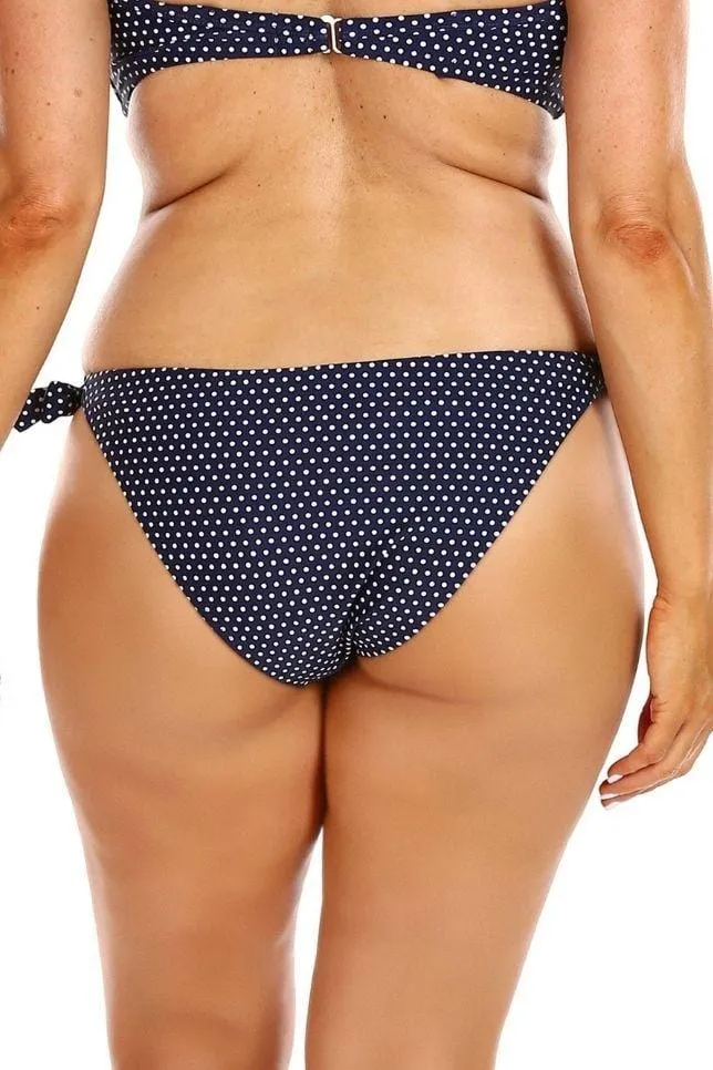 Navy & White Dots Tie Side Swim Pant Bikini Bottoms
