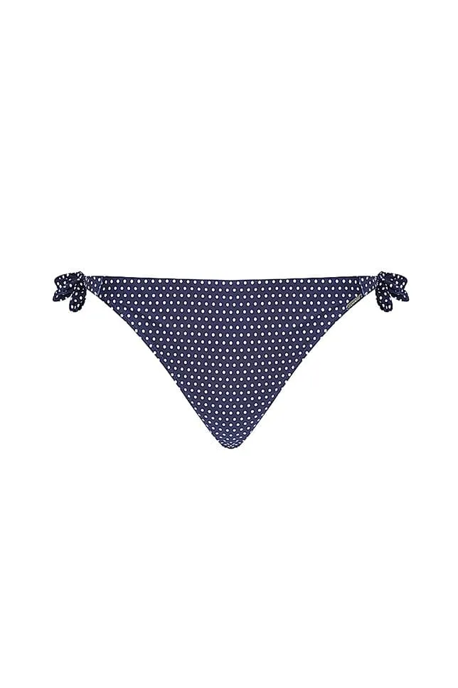 Navy & White Dots Tie Side Swim Pant Bikini Bottoms