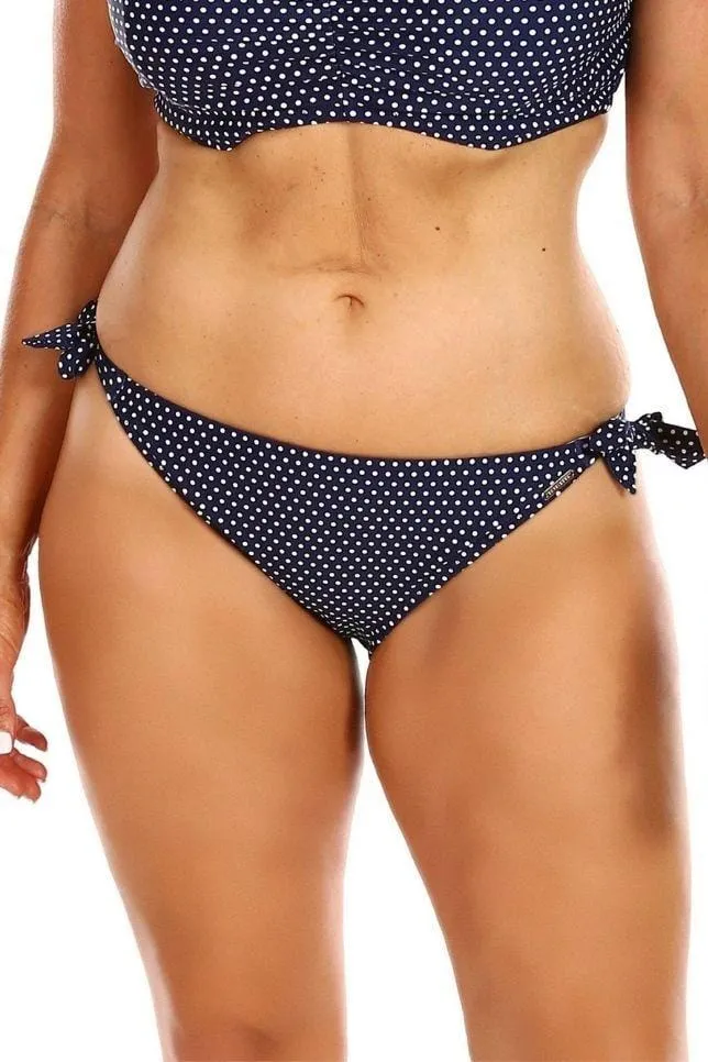 Navy & White Dots Tie Side Swim Pant Bikini Bottoms