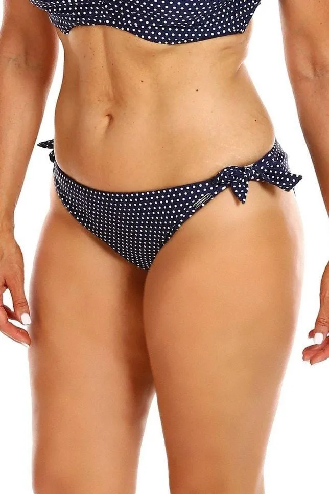 Navy & White Dots Tie Side Swim Pant Bikini Bottoms