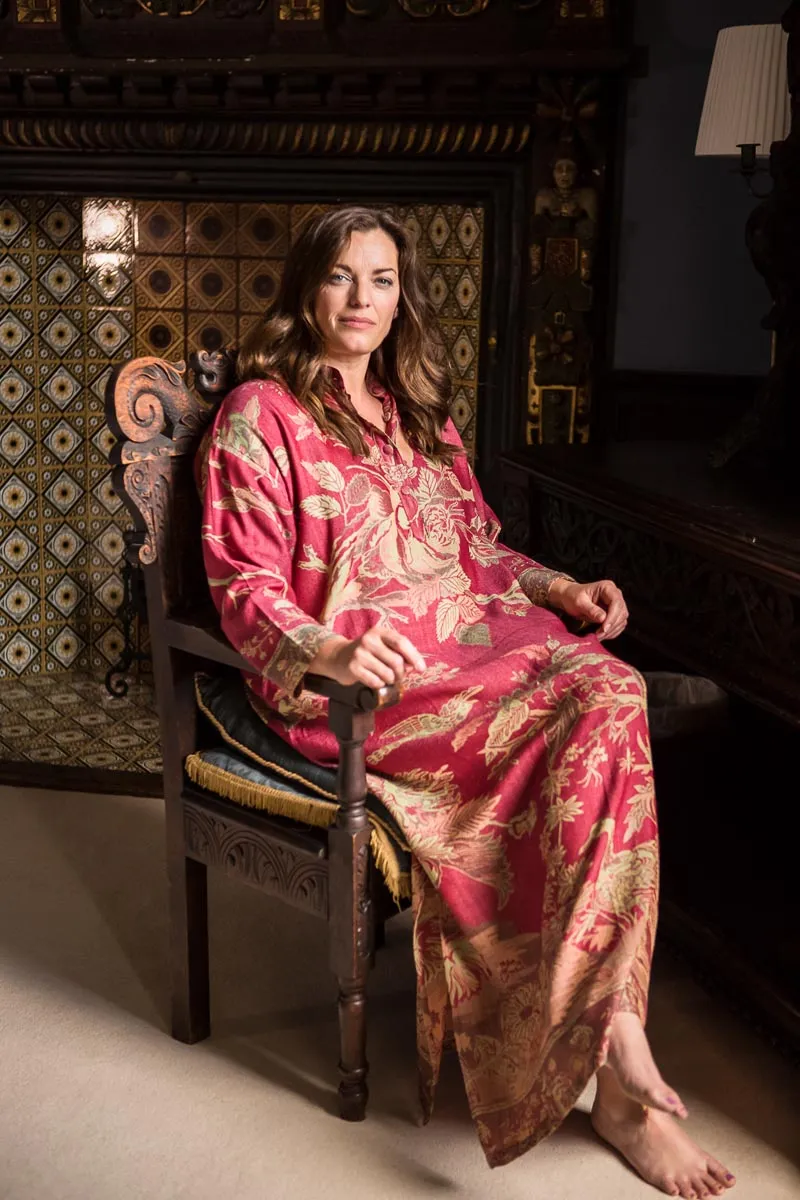 Nehru Collar Kaftan in Moss Rose