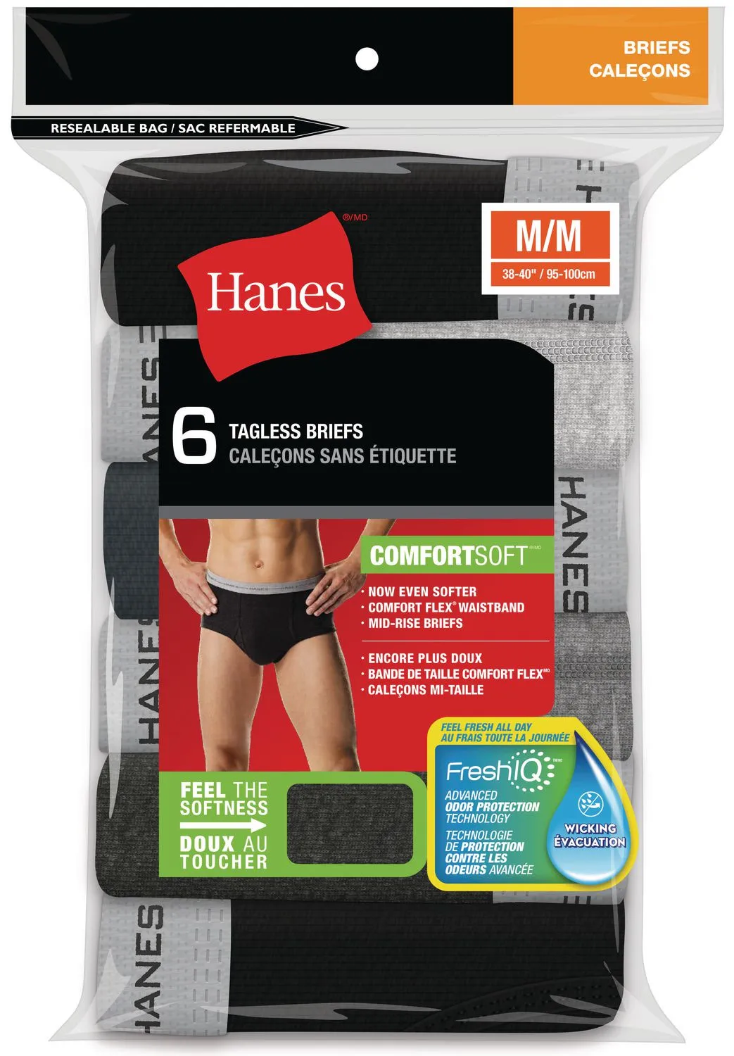 New no package! Hanes Men's 6-Pack Briefs, Sz M! Comfort Flex Waist!