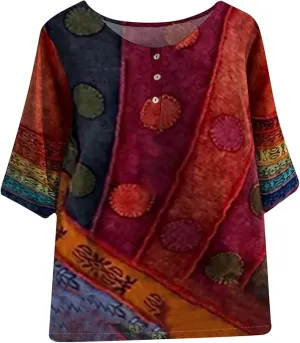 NEW SEAOPEN Summer Tops for Women 2023 Fashion Short Sleeve Tunics Linen T Shirt Round Neck Shirts Plus Size Casual Blouse, Sz L