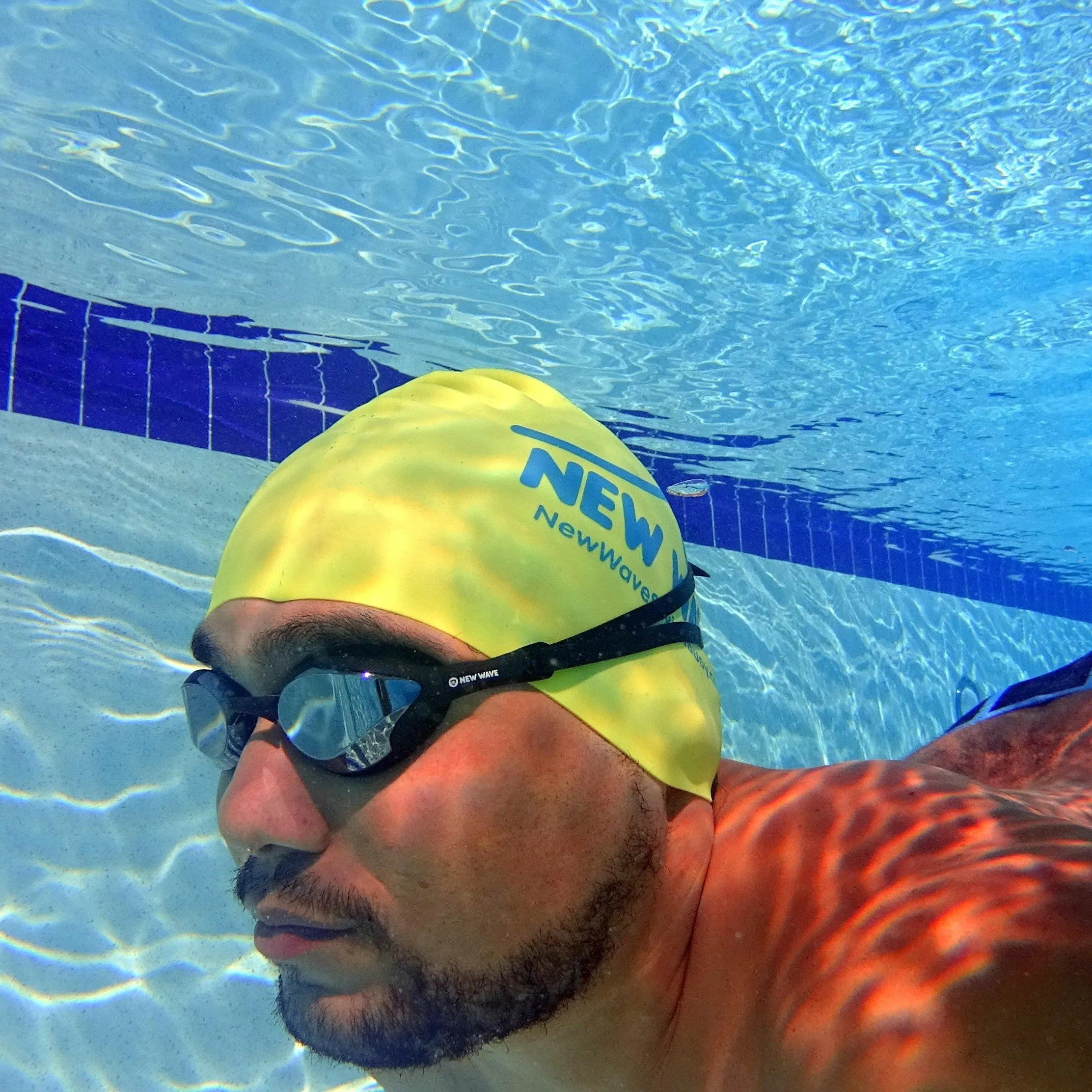 New Wave Swim Goggles - Fusion 2.0 (Silver Rush = Mirror Lens in Black Frames)