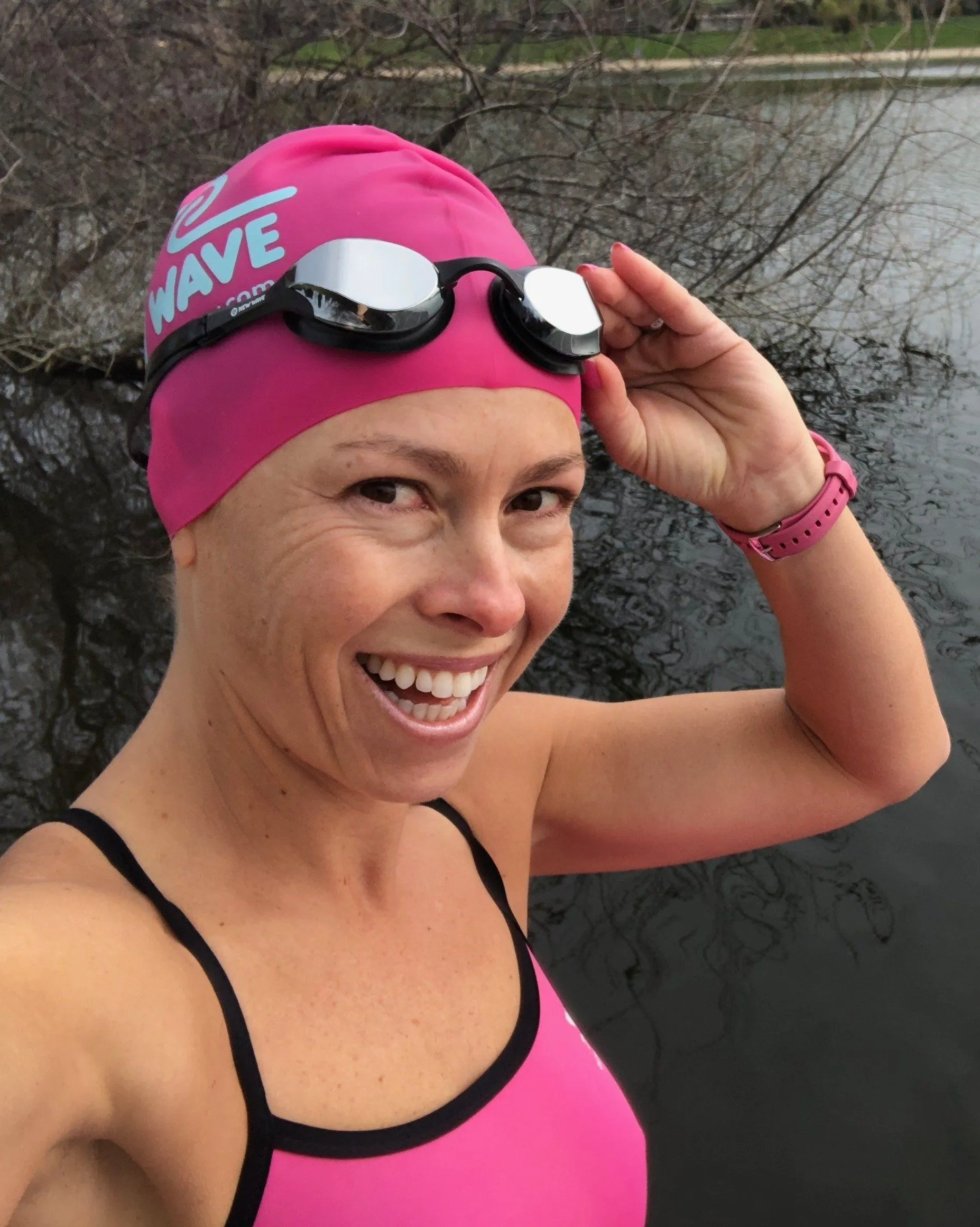 New Wave Swim Goggles - Fusion 2.0 (Silver Rush = Mirror Lens in Black Frames)