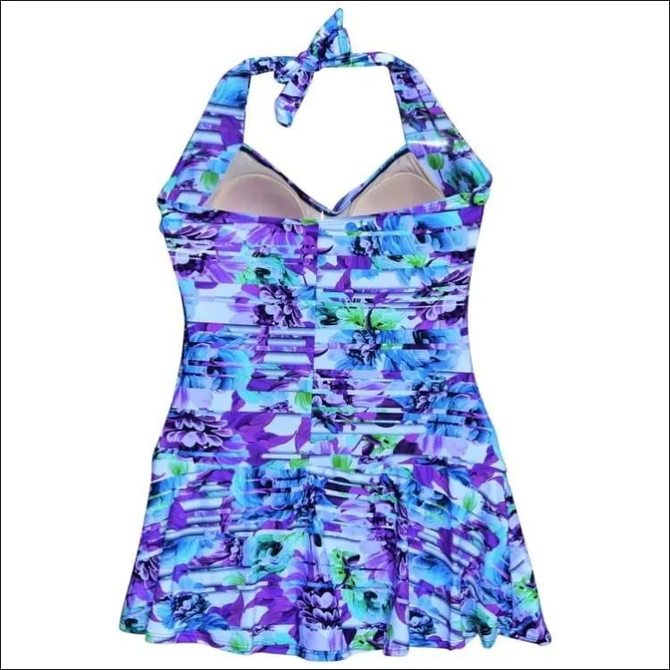 NWSC Women’s Plus Size Retro Halter Swimdress Swimsuit 18-24W