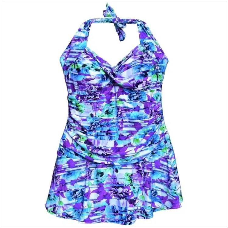 NWSC Women’s Plus Size Retro Halter Swimdress Swimsuit 18-24W