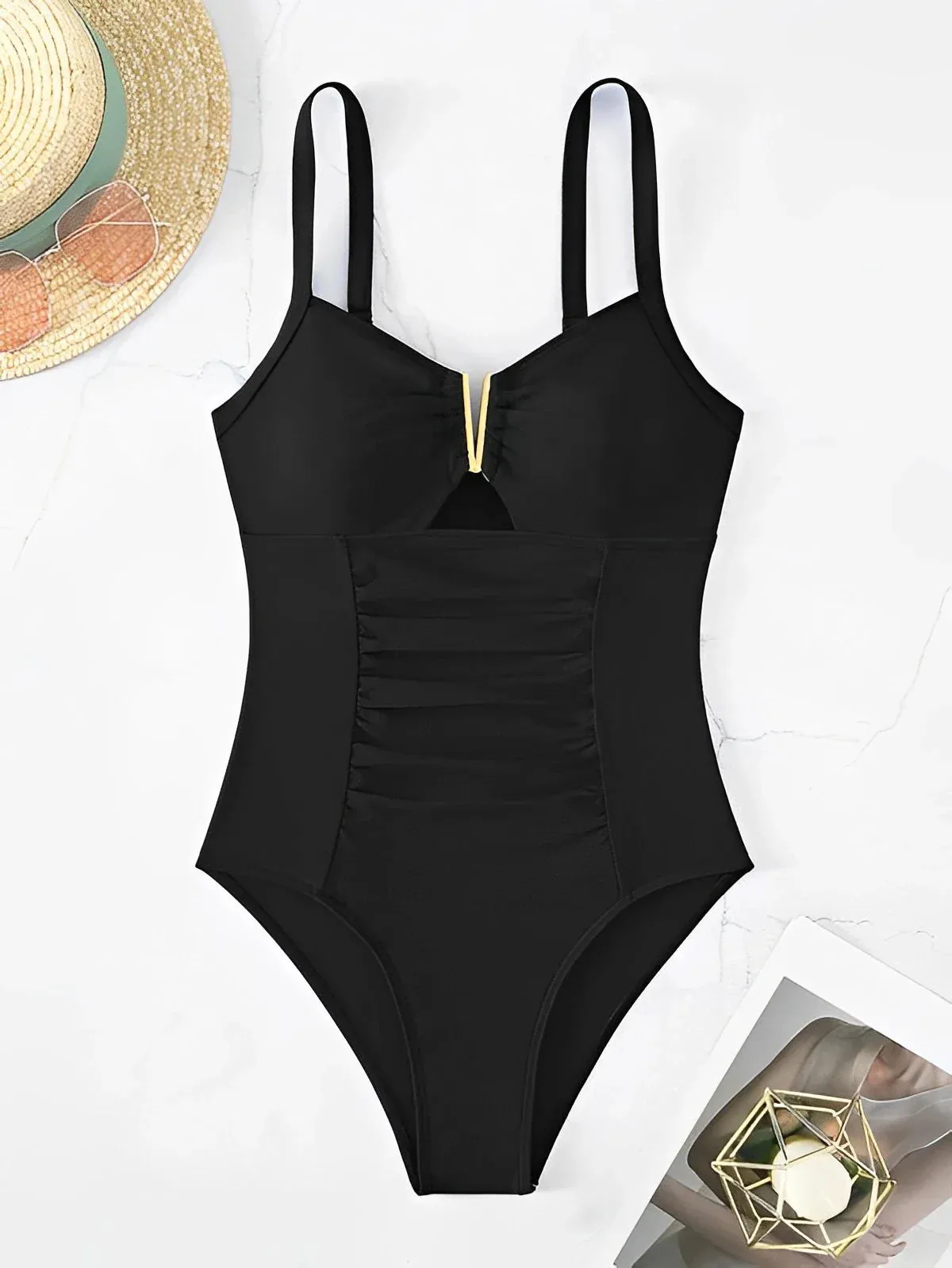 Oceanic Full-Coverage V-Neck Swimwear for Women Who Love Water Sports